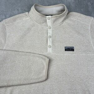 Eddie Bauer Long‎ Sleeve Snap Button Fleece Sweater Shirt Men's Large Tan